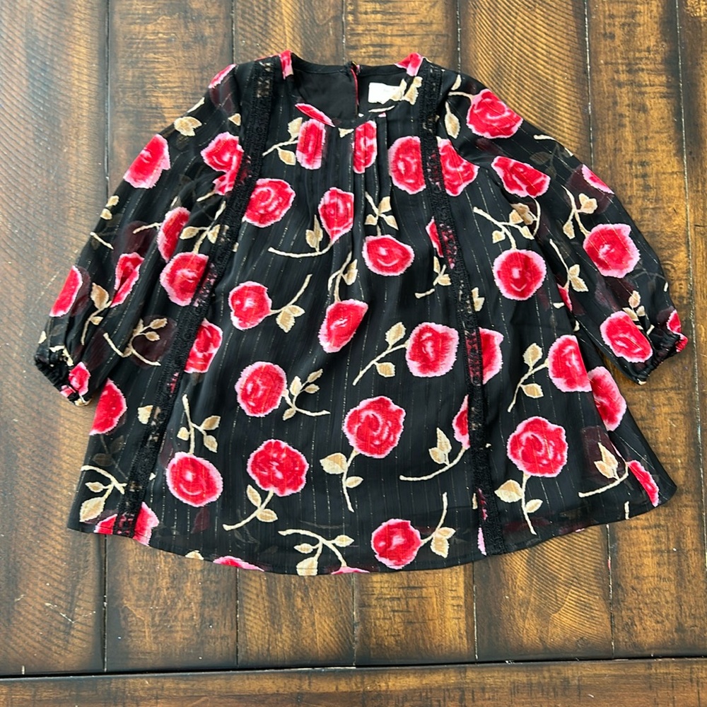 Kate Spade Black and Red Floral Kids Dress